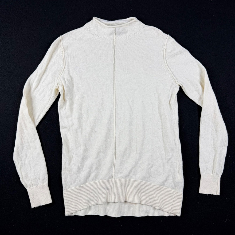 Banana Republic Italian Wool Cashmere Blend Mock Neck Seam Sweater Cream Small